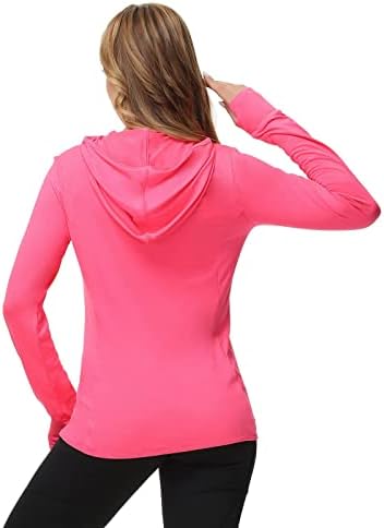 UPF feminino 50+ Proteção solar Tops de manga comprida Camisa de treino de fuga de zíper com zíper,