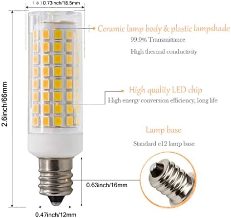 Lâmpada LED de lâmpada LED 8W 120V Bulbo de milho 750lm Branco branco 3000k Bulbo E12 Base de cerâmica