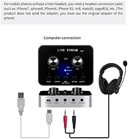N/A X7 Mixer de áudio Externo Cartão de som de fone de ouvido Microfone Webcast trocador de voz ao vivo para computadores