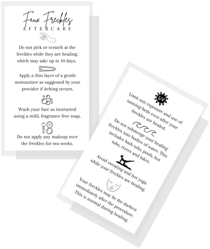 FAUX Freckles Tattoo Primeiro cartão | 50 pacote | Tamanho 2x3.5 Card de tamanho comercial de polegada | Suprimentos