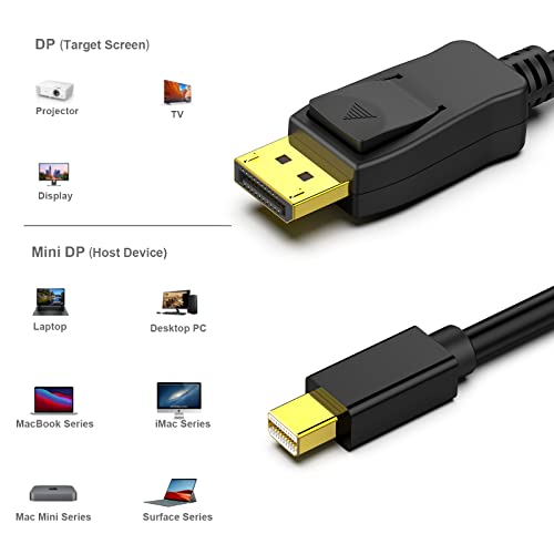 Mini DisplayPort para DisplayPort Cable, Benfei Mini DP para DP Cordão de ouro de 6 pés de 6 pés,