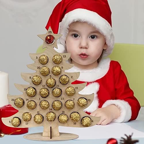 Ikasus Wooden Christmas Advento Calendário Decoração - 2021 Festa de Natal Decoração de Chocolate