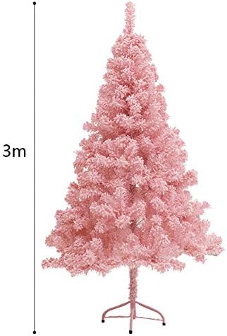 ZPEE 9,8 pés de neve artificial em decoração de natal de natal, PVC de material com suporte de metal fácil de montar pinheiro-rosa H 3m