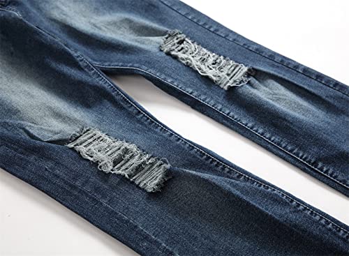 Jeans de jeans de jeans rasgados de masculino, calças de jeans de jeans de jeans de hip hop calças de jeaks destruídos magros