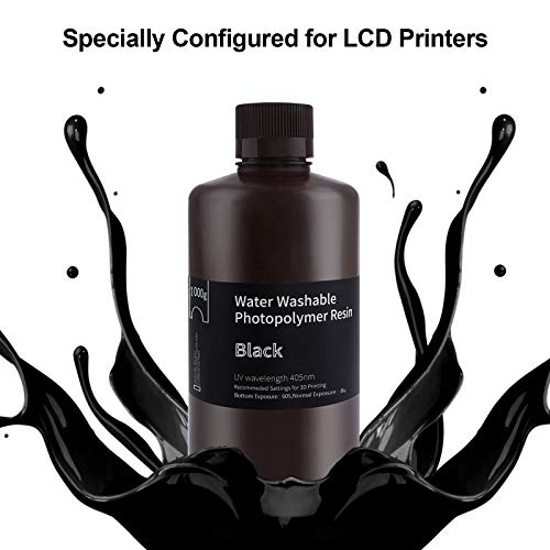Resina de impressora 3D lavável com água elegoo, resina rápida 405nm LCD-cura UV Standard Photopolymer Resina para impressora 3D LCD Black 1000g