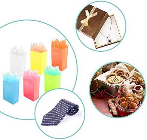 Sacos de presente com papel de seda, 24 PCs 6 cores de festas de festa com alças, pequenas sacolas de presente