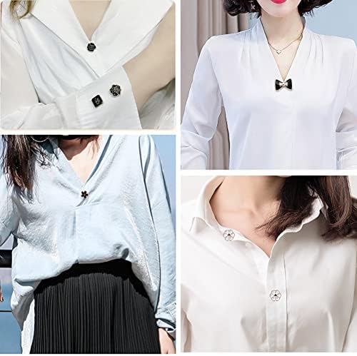 20 SET Black Women Shirt Buttons Buttons Branco sem Sew Button Pins Segurança Mini pinos de broche