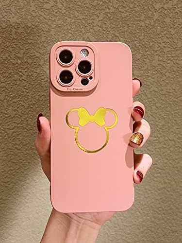 FILOYA para iPhone 12 Pro Max Case, Cute Golden Golden Minnie Sparkle Bling Rosa Tampa, Capa de