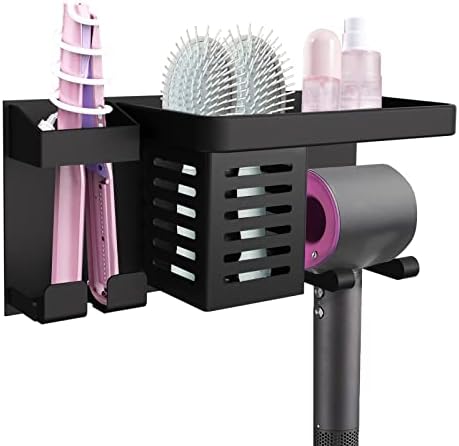 Linkidea Hair Sceter Montado na parede, organizador da ferramenta de cuidados com o cabelo, banheiro de aço inoxidável,
