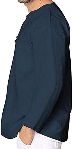 XXBR 2021 Camisas para homens, Fall Men's Lace-up Henley V pescoço de linho de linho de algodão Casual Tops Casual