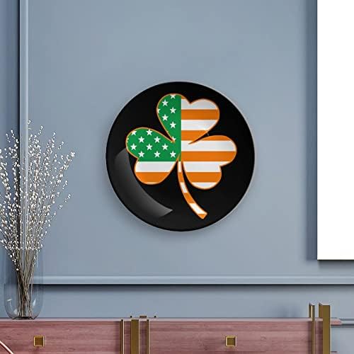 Placa decorativa de cerâmica com bandeira de trevo irlandesa -americana com exibição Gretos de casamento personalizados
