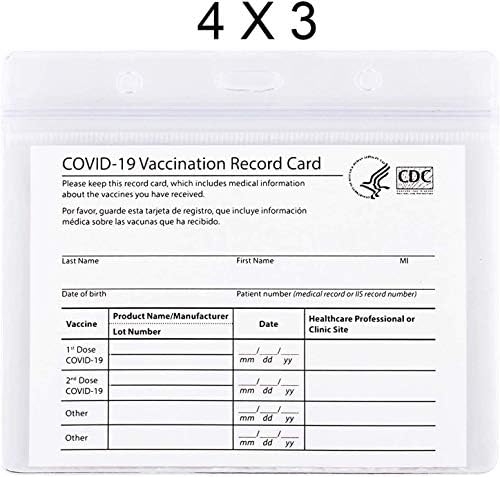 Card Card Card Card Protetor 4 x 3 em imunização Record vacina Horizontal Id Card Nome Tag Cartge Carder Ditrador