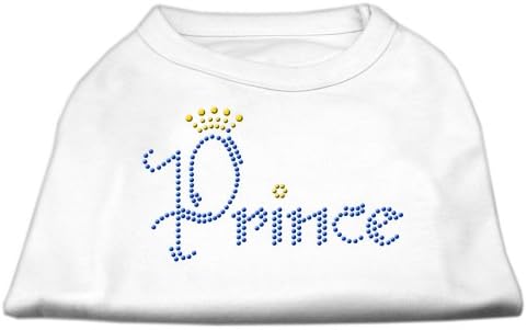 Mirage Pet Products Prince Rhinestone Pet Shirt, Medium, White