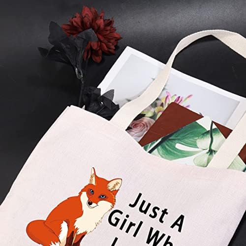 Jniap Fox Canvas Bag Fox Lover Gift Fox Animal Reutilable Só uma garota que ama Bolsa de Livro de Compras de Mercearia Foxes