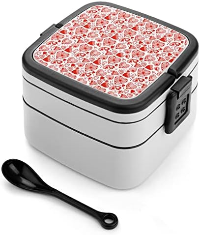 Lunchar Red Heart Box Box de camada dupla portátil Bento Caixa de grande capacidade Contêiner de alimentos