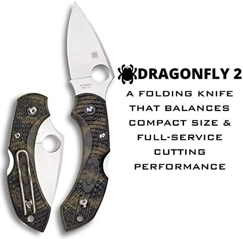Spyderco Dragonfly 2 faca de assinatura leve com lâmina de aço de 2,3 VG -10 e alça de FRN verde ZOME de alta resistência - PLAYENGE - C28ZFPGR2