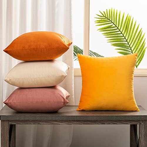 Junfawn Decorative Pillow Capas 18x18 para sofá e conjunto de sofá de 4, almofada de veludo macio