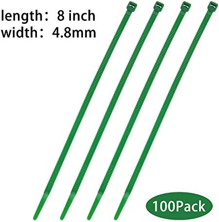 Lividder 100 pedaços verdes pesados ​​com travamento de nylon de bloqueio de zíper, 8 polegadas