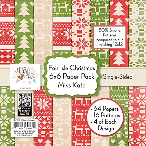 6x6 Pattern Paper Pack - Fair Isle Christmas - Para scrapbook Premium Premium Paper Specialty, uma