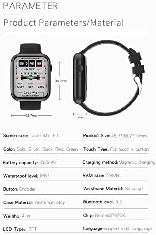 PSTUIKY SMART RISK 1,85 '' Screentouch Mulher Mulher Esportiva ao ar livre Fitness Smartwatch Freqüência cardíaca Bluetooth Pedômetro IP67 Relógio inteligente à prova d'água 2023