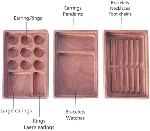 Cozwee, caixa de jóias da série Lumbo, caixa de jóias de madeira para mulheres, 3 camadas Organizer Storage