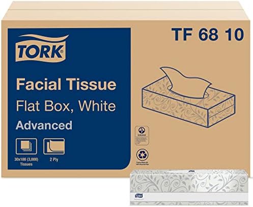 Tork Advanced Facial Tissue Caixa plana branca, macia, 2 camadas, 30 x 100 tecidos, TF6810