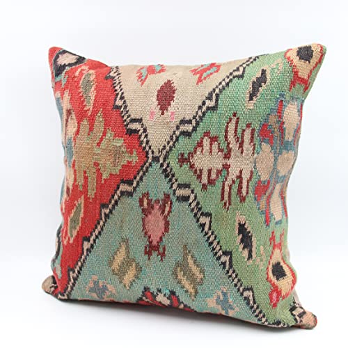 Tampa de travesseiro de Kilim de sotaque 18x18 polegadas Oriental vintage Oriental Crochet Boêmia Anatólia
