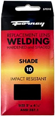 Substituição de lente FORNEY 57010 Vidro endurecido, 4-1/4 polegadas por 2 polegadas, Shade-10, preto