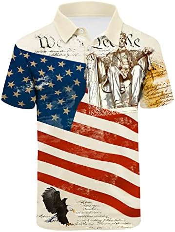 Zity Men's American Flag Polo Shirts Stripe Tennis Golf Polo Camisetas Camisetas Impressas de Manga Curta
