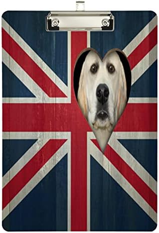 Alaza acrílica de transferência, bandeira engraçada de cachorro da área de transferência do Reino Unido A4 tamanho padrão 9 x 12,5 com clipe de metal de baixo perfil