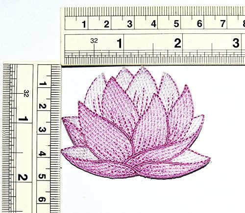 UMama Patch Set of 3 Pink Lotus Flower Blooming Beautiful Ferro bordado em apliques Patrice Lotus