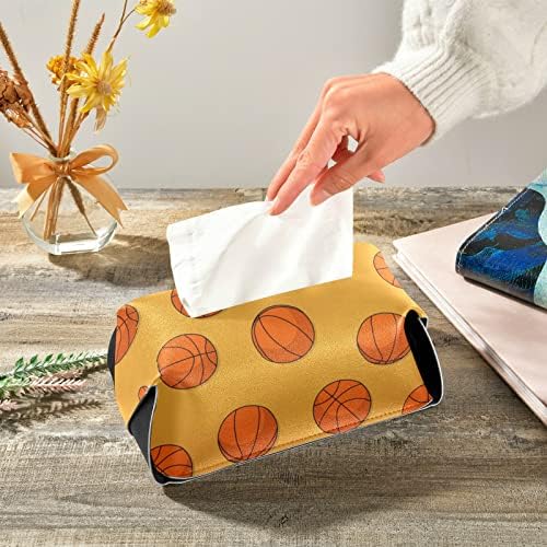 Bolfeas de basquete Caixa de tecidos amarelos Caixa de lapidação de couro retangular para dispensador