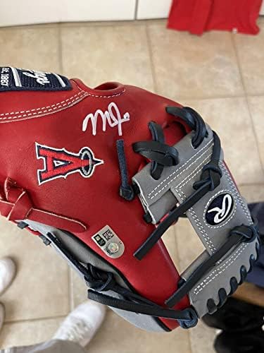 Angels Red/￼Gray Rawlings Glove Fielding assinado MLB Holo Mike Trout - luvas MLB autografadas