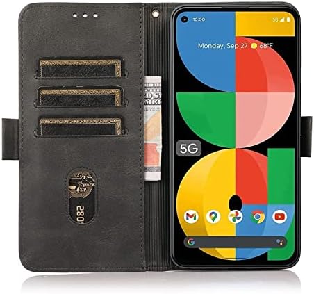 Cavekeap Google Pixel 5A 5G Caixa da carteira, Premium PU Couather Flip Folio Magnetic Casos de telefones de kickstand