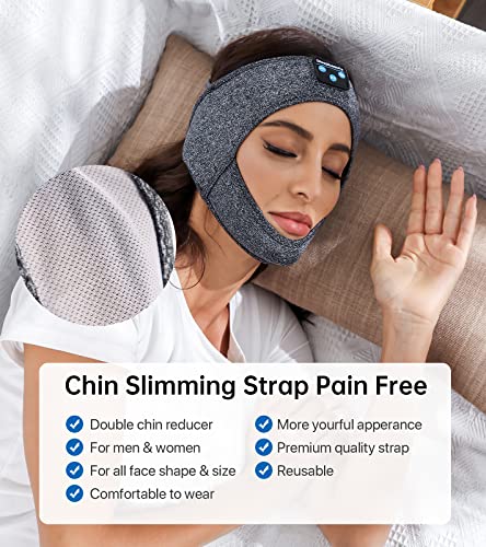 Chin Double Reduce a bandeira com fones de ouvido, SleepBeauty reutilizável V Máscara de linha de linha facial