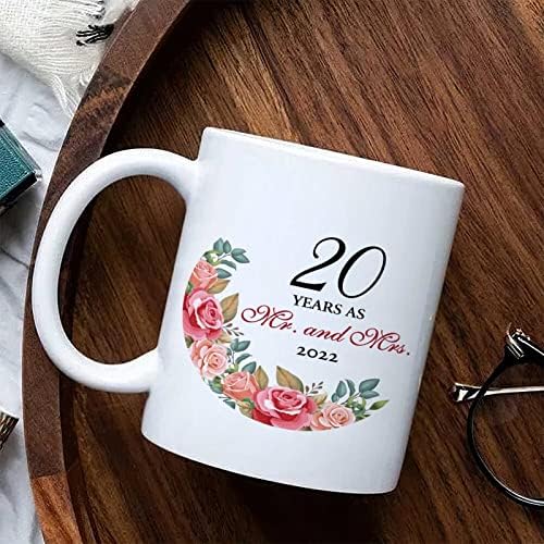 Caneca de café em cerâmica Natal 20 anos como Sr. e Sra. 2022 Caneca de Caneca de Caneca de
