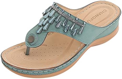 XIPCOKM FLIP DE PRAIA FILL FLIP COM APOIO DE ARCH SANDALS BOHEMIAN CLIP TOE SANDALS Ladies Fashion Wedge Sandal 2023 Summer Shoes
