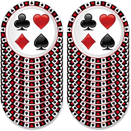Oxylipo 24 pacote 9 Casino de cartas de planings de sobremesa Placas de papel Las Vegas Round Disposable Dinner