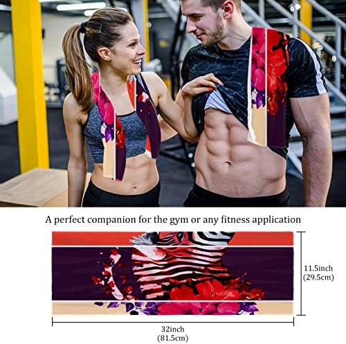 Lorvies zebra com flores Microfiber Gym Towels Sports Fitness Workout Toalha de sudor