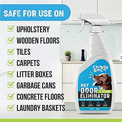 Charlie & Max Odor Eliminator para um forte limpador de enzimas de odor para urina e cocô de cocô, soldagem