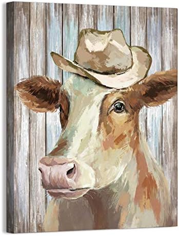 Decoração de tela de vaca, figuras de arte da parede da fazenda para o banheiro quarto da sala de estar