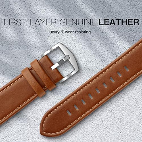 EYAMUMO Genuine Leather Band Compatível com bandas de relógio Apple 49mm 45mm 44mm 42mm homens, pulseiras