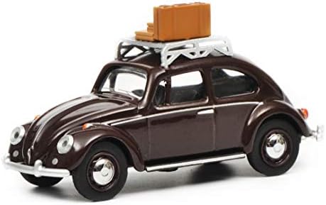 Schuco 452017000 VW Beetle com rack de teto e carro de bagagem Car 1:64 Black vermelho escuro