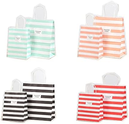 8 PCs Kraft Paper Color Stripes Sacos com alça de compras, para viagem