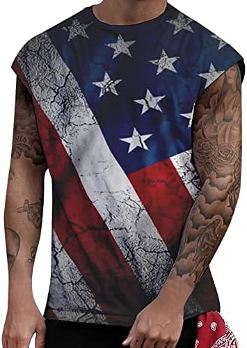 Miashui mens tee tanques casuais masculinos bandeira americana impressão de impressão mangueira muscular patriótico