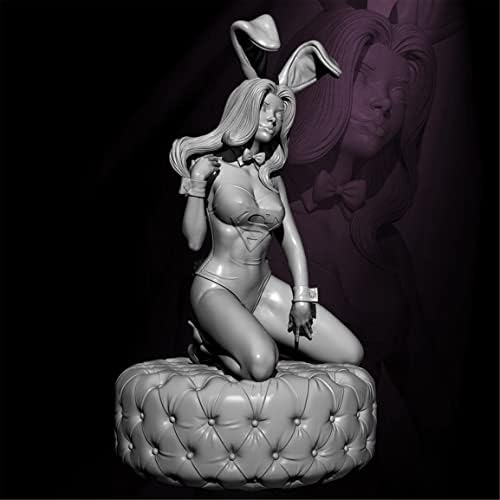ETRIYE 75MM 1/24 Modelo de caractere de resina Fantasy Bunny Female Warrior Diecast Kit miniatura