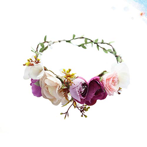 AMOSFUN 1PC Rose Artificial Rose Crown Crown Flower Whreatch Bands para mulheres Festival de Cerimônia