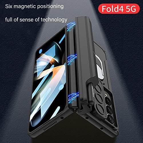 Conjunto de marcas Galaxy Z Fold 4 Case, Galaxy Z Fold 4 Caixa com suporte de caneta S e proteção de dobradiça, kickstand embutido com protetor de tela para a capa da caixa Samsung Fold8, vinho tinto