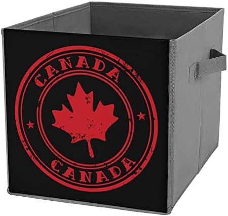 Carimbo com nome do Canadá caixas de armazenamento dobráveis ​​Printd Fabric Cube Caskets com alças para brinquedos