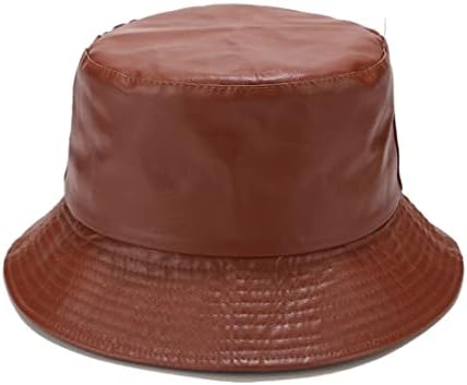 Chapéu de balde preto de couro retro da moda unissex reversível chapéu de pesca na moda para homens para homens （56-58cm）